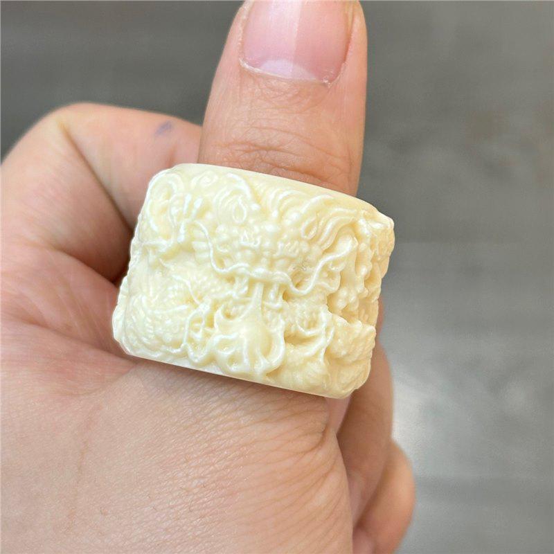 Ivory Nut Carved Ring: Unisex Cultural Bead Jewelry Accessory Standard