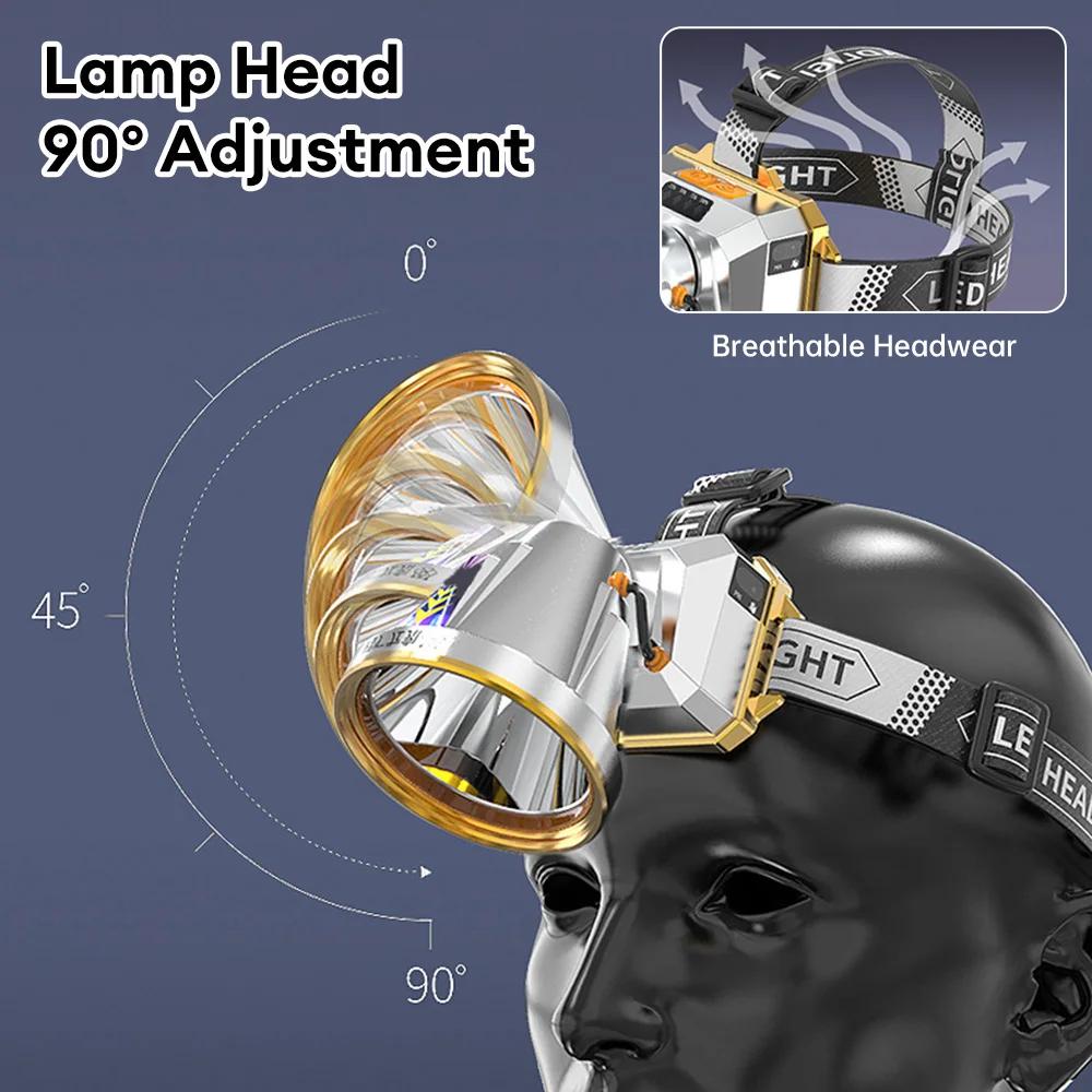 LED Stirnlampe Taschenlampe Lichtquelle Wiederaufladbar Camping Stirnlampe Jagd Stirnlampe Taschenlampe Angel Stirnlampe Leistungsanzeige