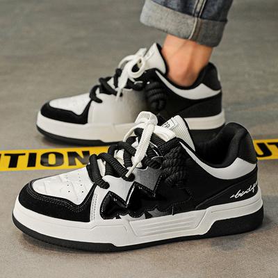 College Style Thick Sole Heightening Cold Sticky Board Shoes Microfiber Leather Surface Breathable Sports Shoes Men'S Shoes