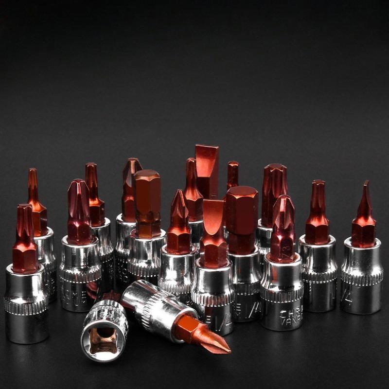 6pcs 1/4 Inch S2 Drive Hex Bit Sockets Set H3 H4 H5 H6 H7 H8 Metric Screwdriver Bit Sockets Hand Tools Socket Joint Hexagonal