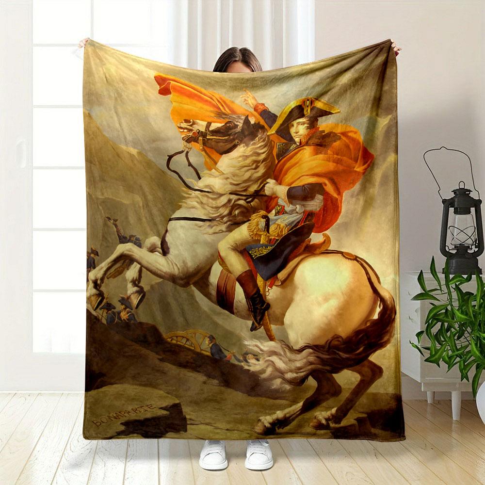 Napoleon Riding Horse Blanket bedroom Blanket for Livingroom Couch lunch break Soft throw for Friend's festival Gift