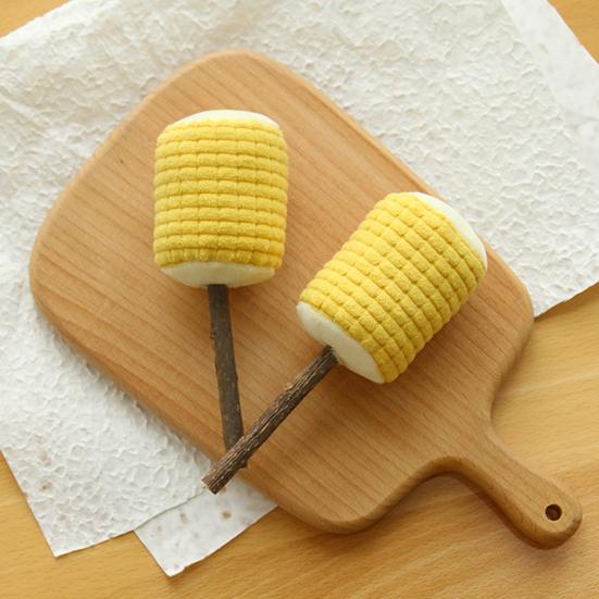Plush Cat Chew Toy with Bell Natural Silver Vine Catnip Toy Grilled Skewer Shape Kitten Teething Toy for Teeth Cleaning Anxiety Relief