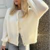 Damen Uni Gestrickt Einreiher Cardigan Rundhals Langarm Locker Weicher Pullover 2024 Herbst Damen Strickwaren