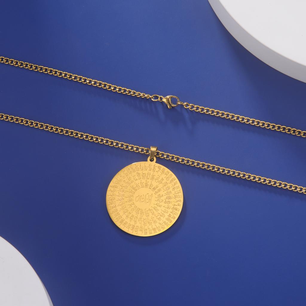 Jeshayuan Allah Name Pendant Necklace For Men Arabian Calligraphy Stainless Steel Religious Amulet Lucky Jewelry Gift