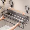 No Drilling Wall Shampoo Holder Aluminum Toilet Storage Rack Durable Kitchen Organizer