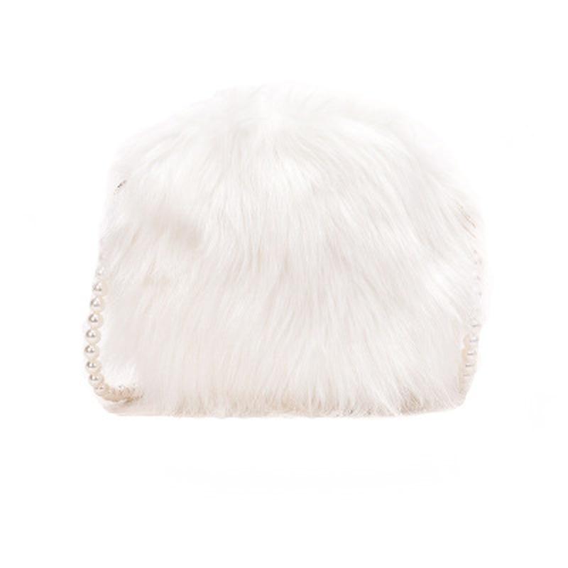 White Shoulder Bag Fashion Handbag Soft and Comfortable Handbag Round Mini Pearl Chain Bag