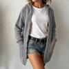 Women's Casual Hooded Cable Knit Cardigan with Pockets, Color Loose Fit