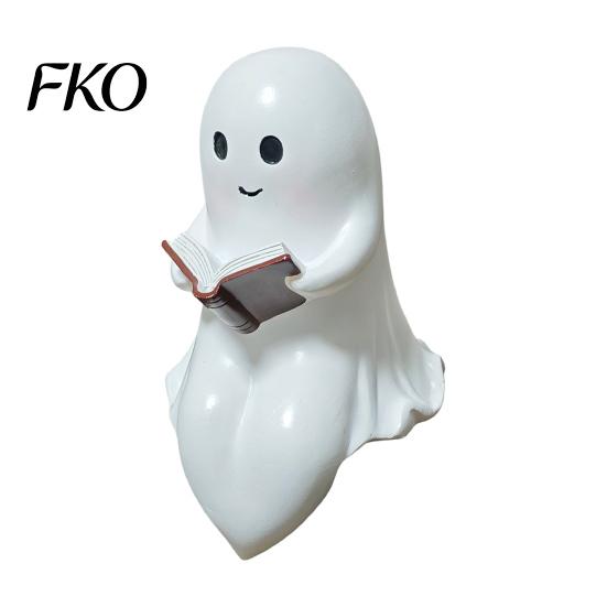 Cozy Halloween Atmosphere Light Hanging Ghost Night Resin Figurine, Vintage Farmhouse Glowing Tabletop Ornament, Ornament Warm Amber Decor for