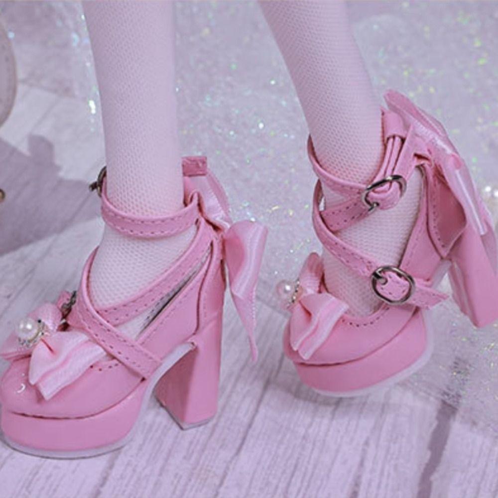 1 Pair 1/3&1/4 BJD Doll's Shoes Pearl Dress Up Doll Shoes Bowknot High Heels  1/3&1/4 BJD Dolls