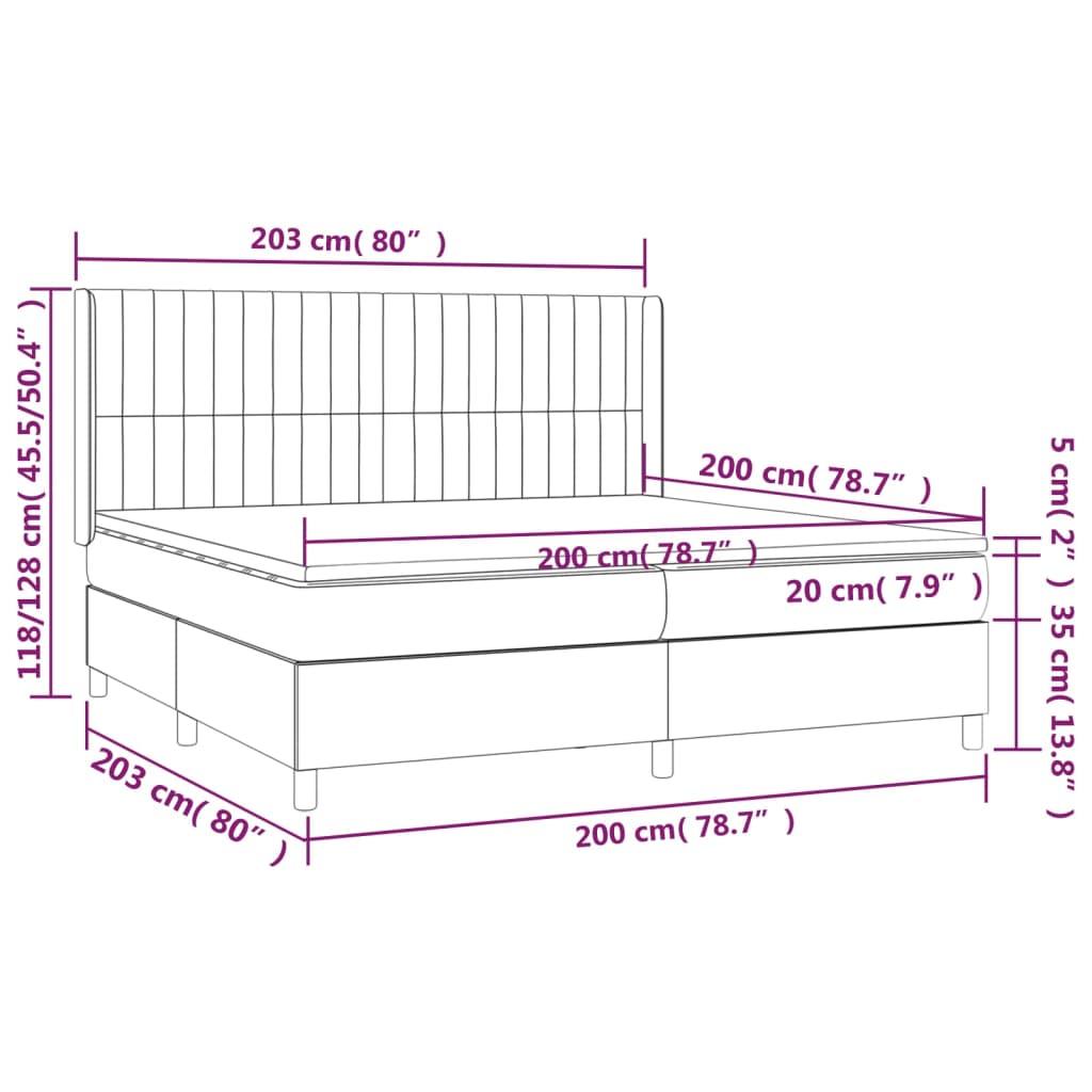 Vidaxl Continental Bed With Mattress, Black, Fabric, 200X200 Cm