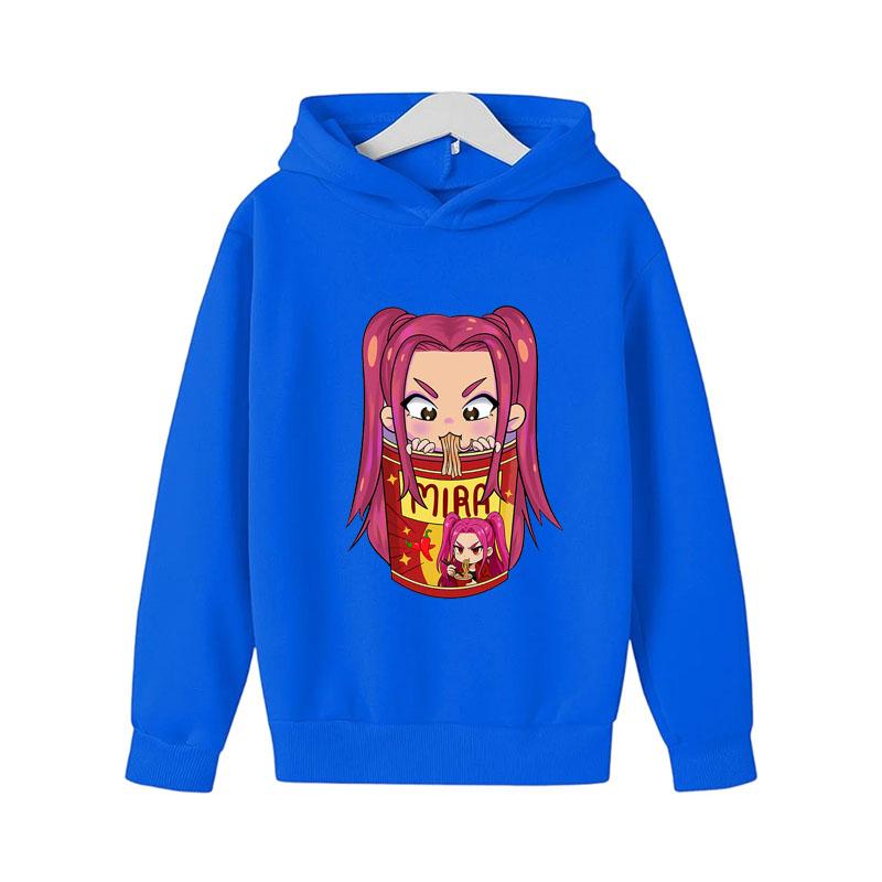 

K-Pop Охотники на демонов Мира Графические Толстовки Худи Детские Новый Дизайн Модная Мультяшная Одежда Новая K-Pop Толстовка Пуловер для Девочек 170cm синий