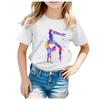 Stylisches Rundhals-T-Shirt mit Tanz-Print, Bunte kurzärmelige Sommer-Top für mittlere bis große Größen, Trendiger Cartoon-Baby-Sommerw