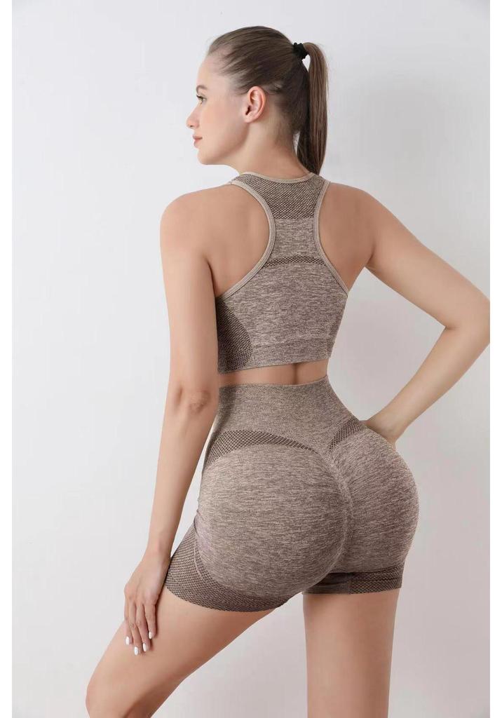 Naadloze Hoge Taille Yoga Set: Billenliften Sportbeha & Shorts