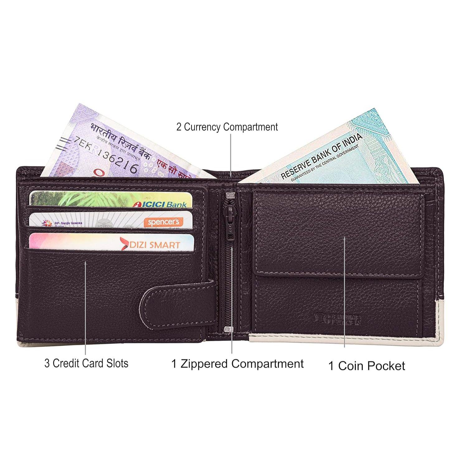 Мужской кожаный кошелек Seattle коричневого песочного цвета песочный/красный — фото 4