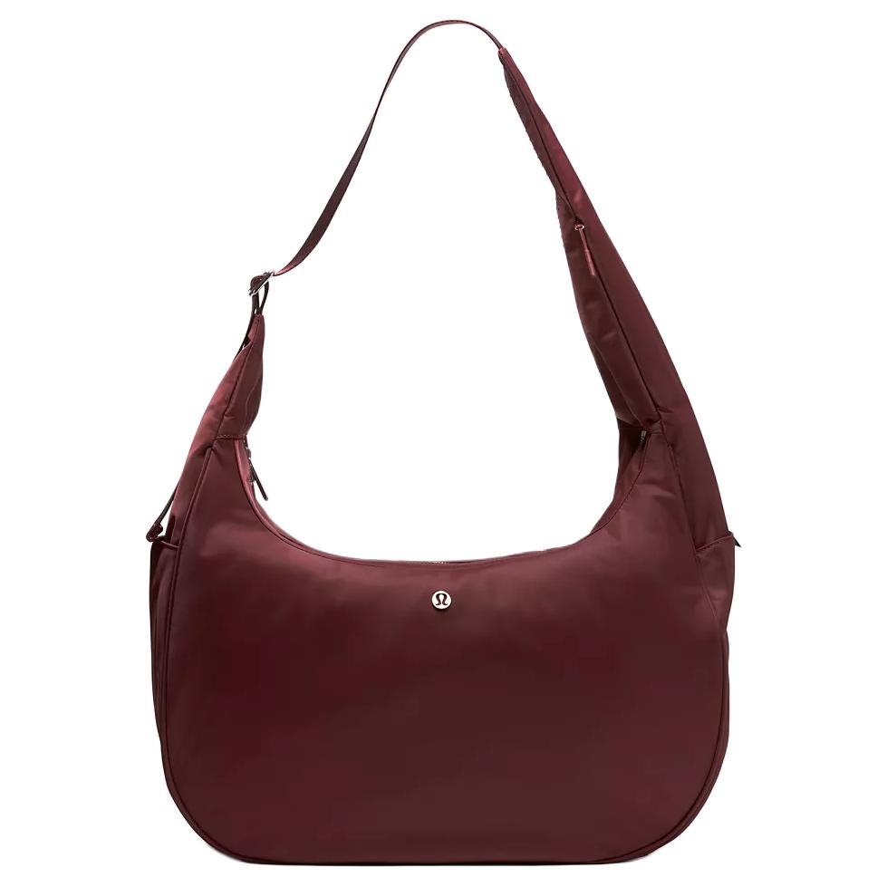 Lululemon City Essentials 18L Fashion Casual Nylon Shoulder Bag Extra Large Women bags Red LW9GAPS-075005 Burgundy Red & Silver/Bay/SLVR
