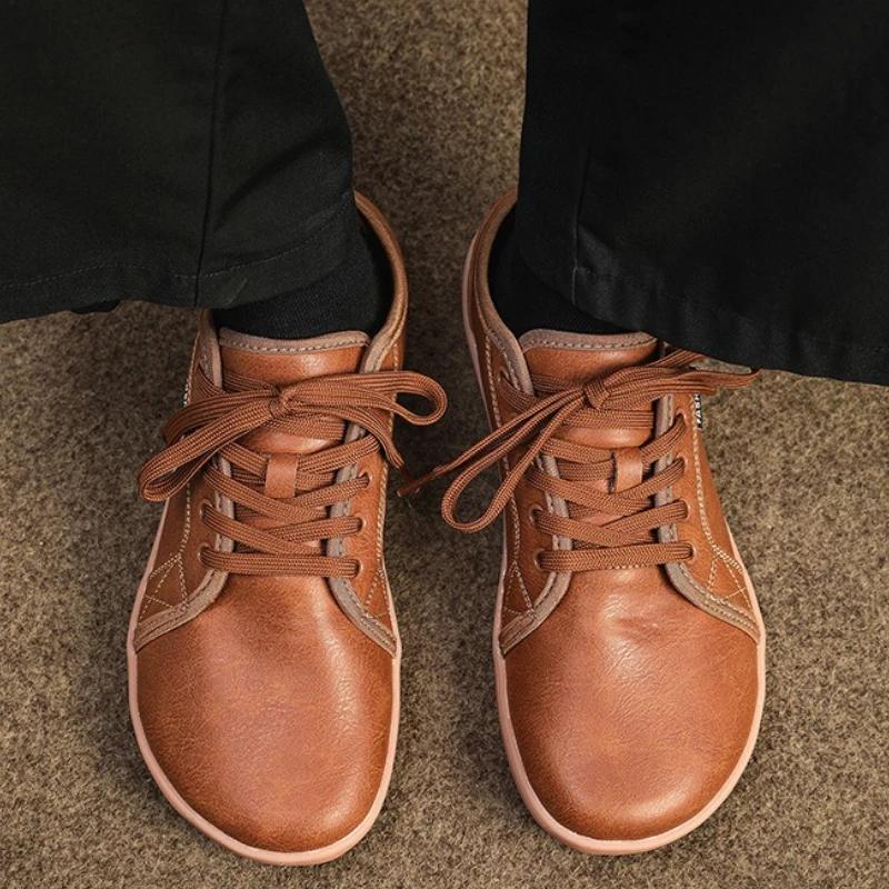 Size 48 Mens Shoes Hot Sale Men Shoes Leather Wide Barefoot Shoe Soft Sole Male Casual Shoes Fashion Wear Resistant Men Sneakers