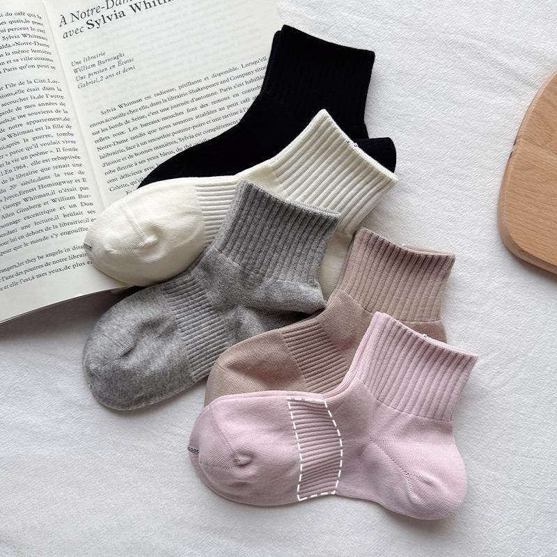 5 Pairs of Summer Thin Women's Combed Cotton Right-angle Socks, Women's Sweat-absorbing and Odor-proof Cotton Socks, Boneless Short Socks