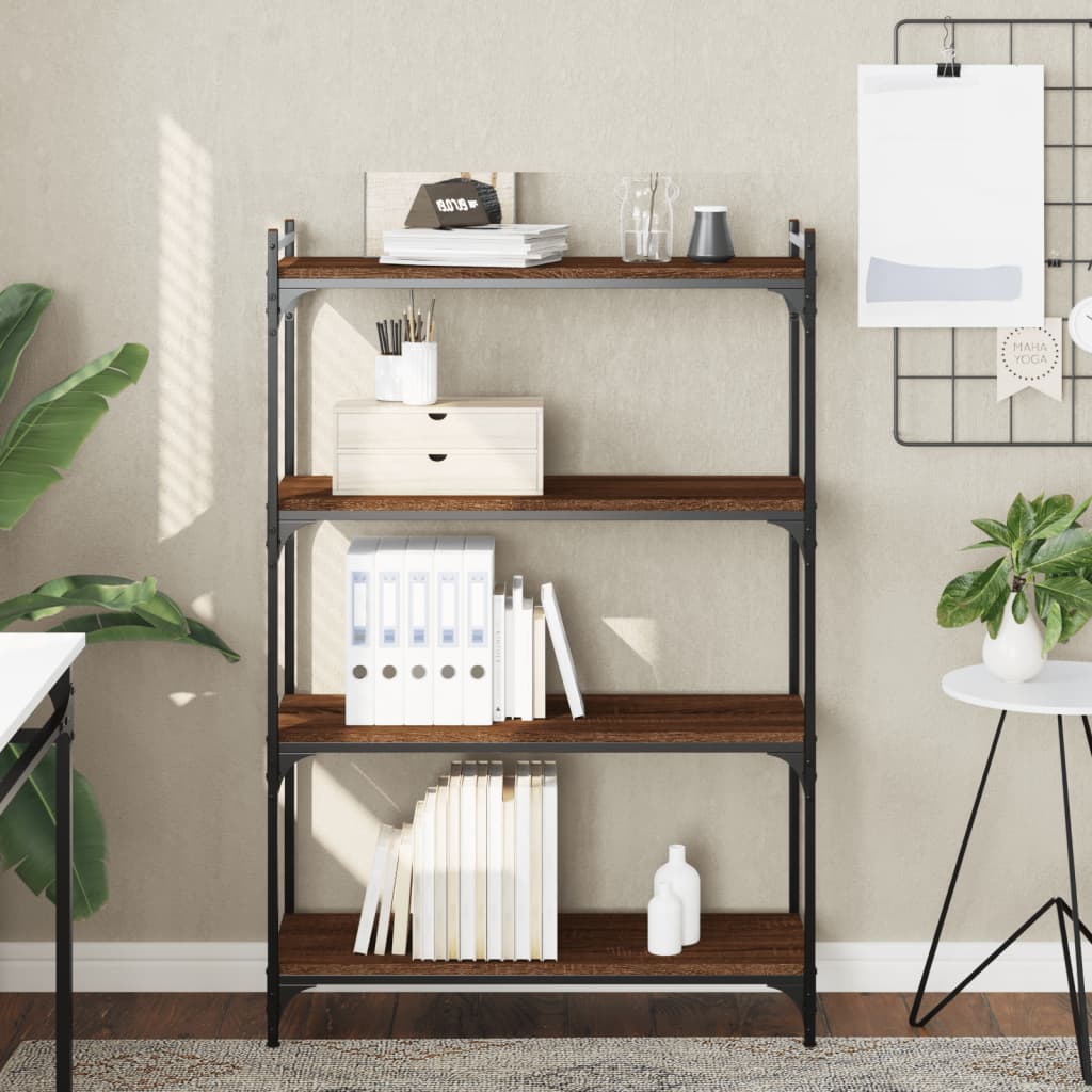Bookshelf 4 Shelves Brown Oak Effect 80 X 30 X 120 Cm Engineered Wood