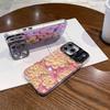 Blaues Blumen Schmetterling Ölmalerei Handyhülle mit Ständer für iPhone 17 Pro Max/16 Pro/15 Vollständige Abdeckung