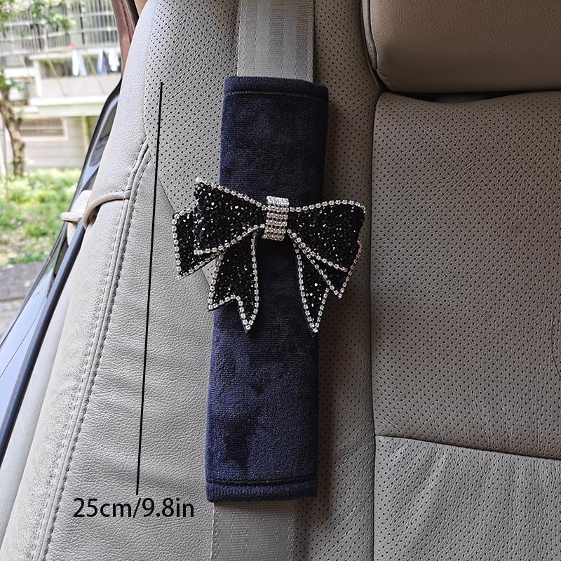 1/2pcs Universal Car Seat Belt Shoulder Cover Cute Handmade Diamond Bow Car Interior Decoration Safety Belt Car Accessories