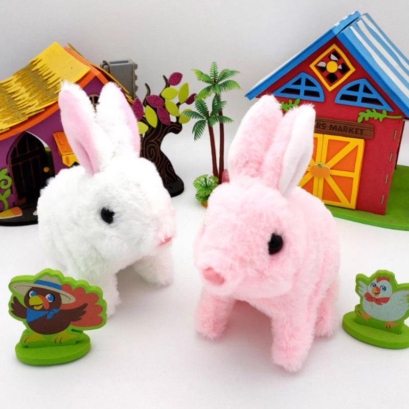 Simulated Electric Mobile Rabbit Plush Toy Children'S Toy Gifts Party Decoration Supplies Easter Gifts Birthday Gifts