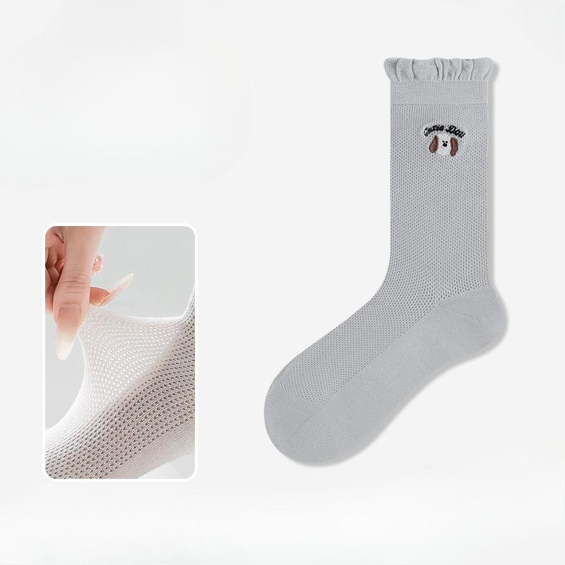 Summer Mesh Breathable High-top Socks for Women, Thin Sweat-absorbing Long Boneless Socks, Lace Long Vertical Casual Socks for Women