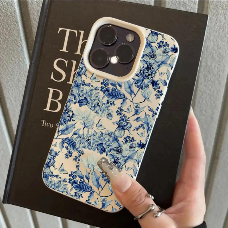 Romantic Blue And White Porcelain Flower Design Phone Case For IPhone 17 16 15 14 Plus 13 12 11 Pro Max 16E Air Protective Cover iphone 12
