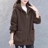 Lambswool Women's Fleece-Lined Zip-Up Sweatshirt – Loose Fit Korean Style, Autumn/Winter, Thick Teddy Fleece.