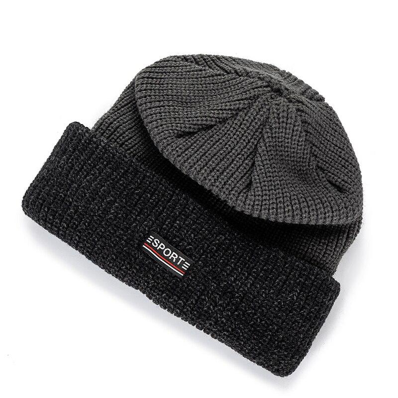 Unisex Two Tone Color Winter Hat Add Fur Lined Flanging Cap Stylish Soft Beanie Hats For Men Women Warm Outdoor Ski Sports Hat