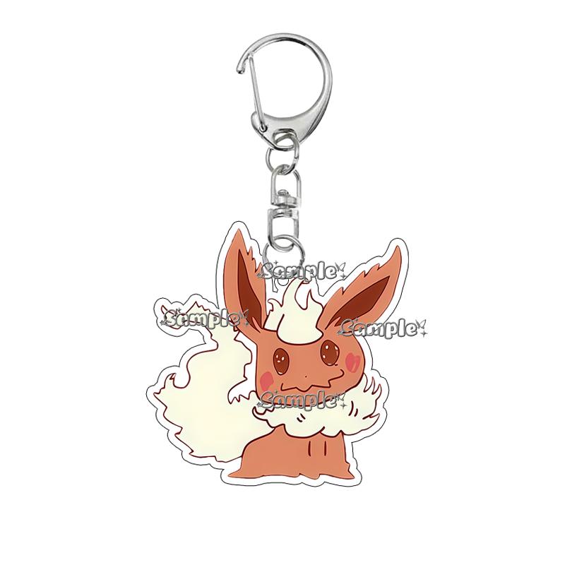 Creative Anime Eevee Leafeon Glaceon Umbreon Jolteon Anime Double-sided Printing Acrylic Keychain Key Ring Jewelry  Accessories