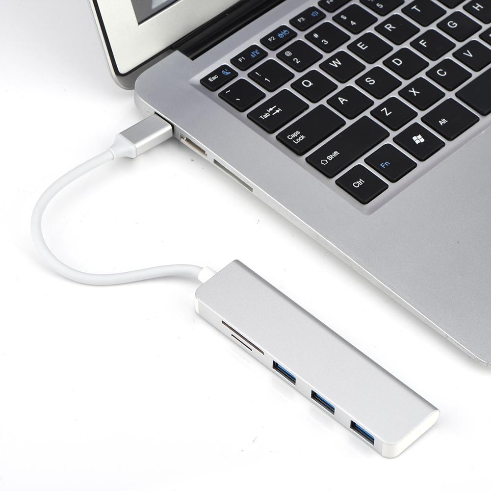 2 In 1 Type C Hub To 3 USB 3.0 Interfaces with TF   SD Card Slots