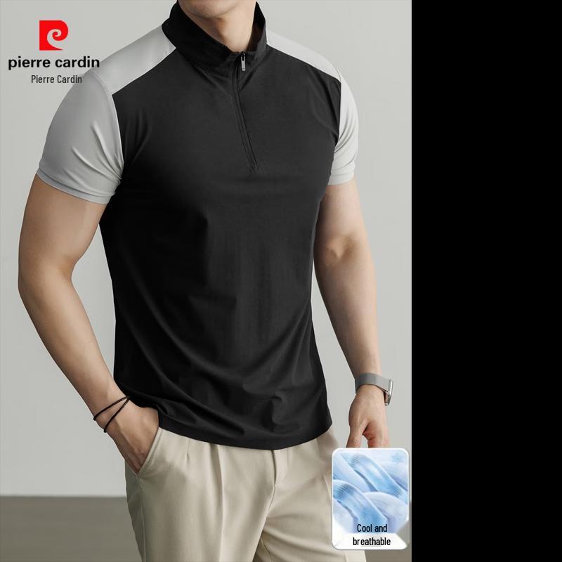 Pierre Cardin Men's Half-Zip Colorblock Short Sleeve T-Shirt