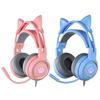 SY-G25 Wired Headphone RGB Lighting Omni-directional Mic Over-Ear Computer Headphone with Cute Cat Ear for E-sport
