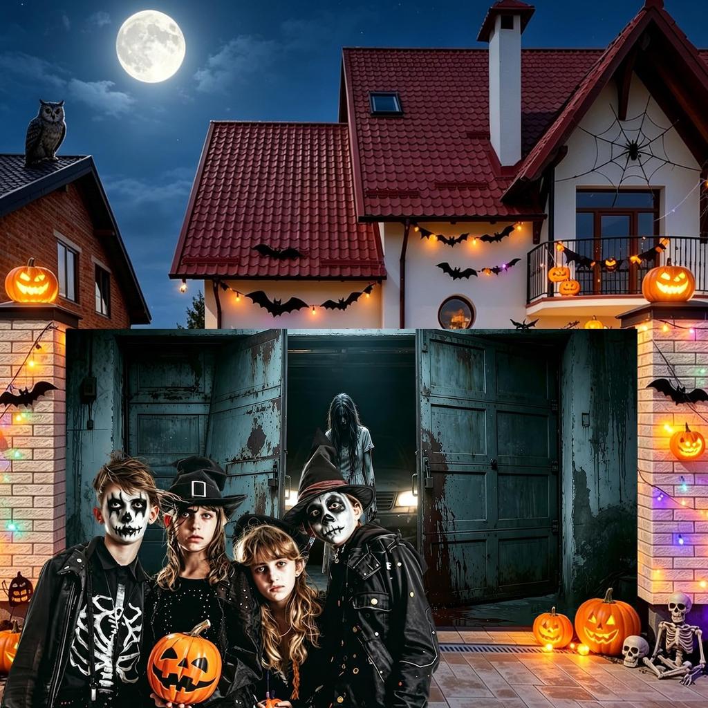 479. Halloween Dekorationen Garagentor Abdeckung Banner Hängende Wand Kulisse 8X7FT