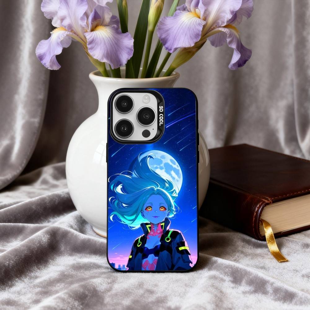 C-Cyberpunk-K R-RebeccaS Phone Case For iPhone17,16,15,14,13,12,11 Plus,Pro Max Candy Silver Plated Inside Cover