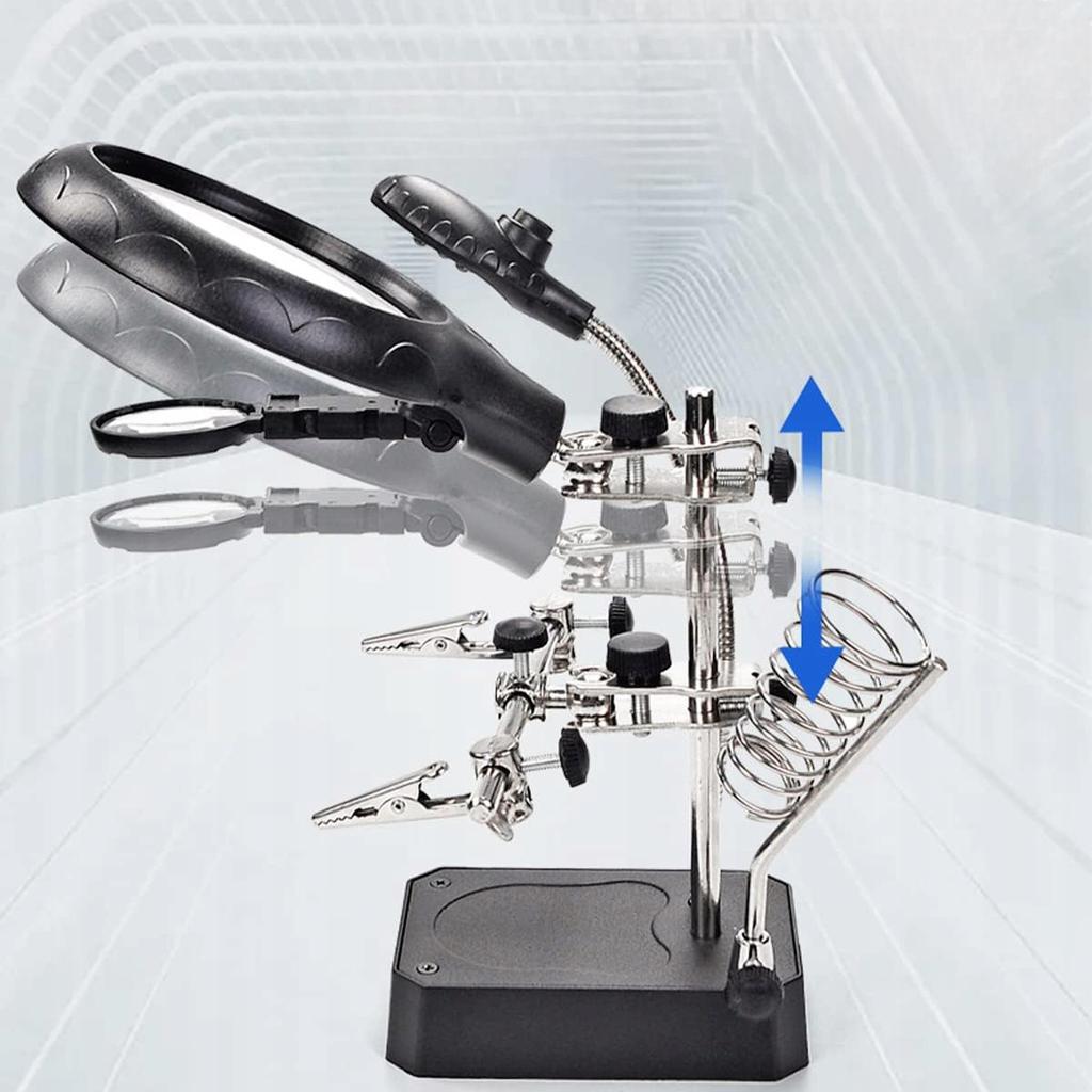 Rosfix Trzecia Ręka z Lupą 3x/7,7x/10x LED 5x TE-800 – Precyzyjna Lupa 90mm | Stabilna Konstrukcja | Zasilanie USB i AA