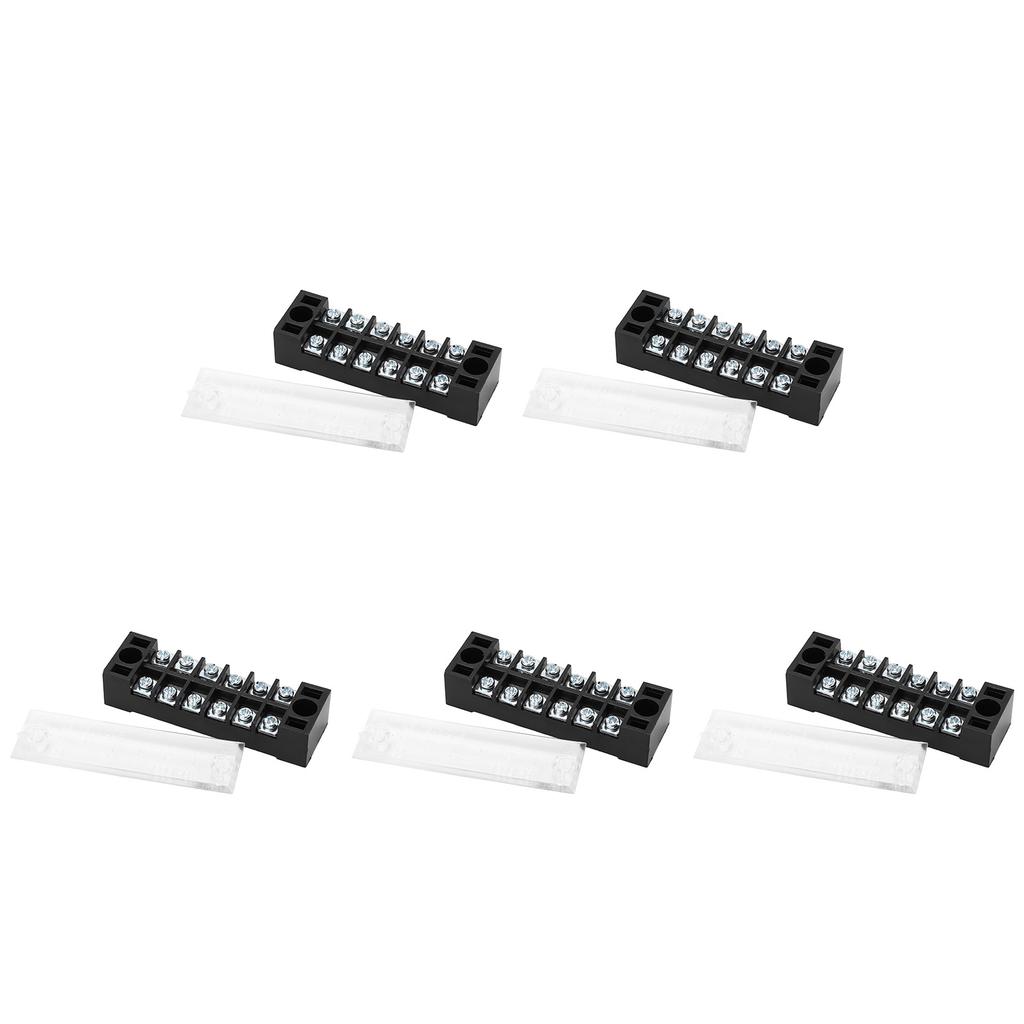 5pcs Terminal Block Barrier Strip Dual Row TB 15A 600V M3 Screws High Tenacity Wire Barrier Block 6 Positions(1506)