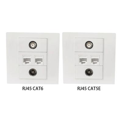 4-Port 86mm Multimedia-Steckdosenleiste TV9.5 F-Steckverbinder Doppelte RJ45-Wandplatte Für Einfaches Kein Löten Direktstecker