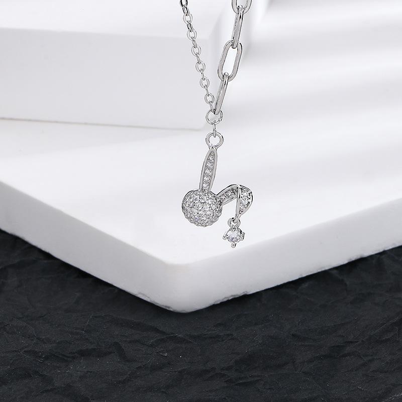 Cute Bunny Necklace Female Design Girl Heart Single Diamond Zircon Zodiac Rabbit Collarbone Chain Girlfriend Gift
