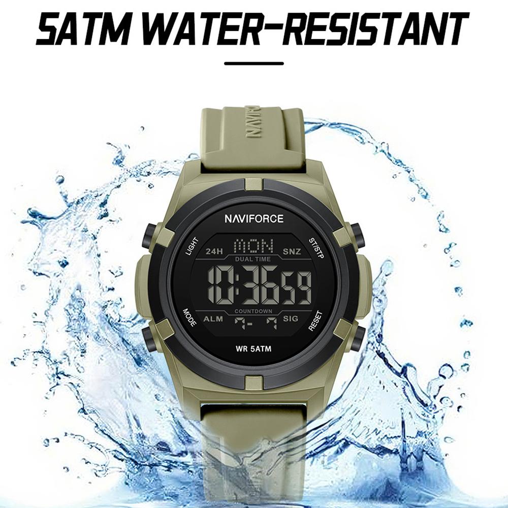 NAVIFORCE Digital Men Boy Watch Outdoor Alarm Chronograph Silicone Strap Waterproof Night Pattern Men Boy Casual Watch Gift NF7127