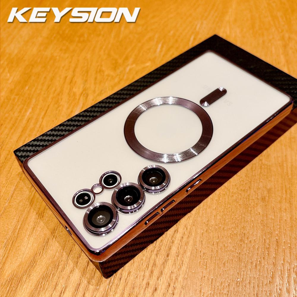 KEYSION Magnetic Plating Transparent Case for MagSafe for Samsung Galaxy S26 Ultra 5G S26+ Shockproof Lens Protector Phone Cover