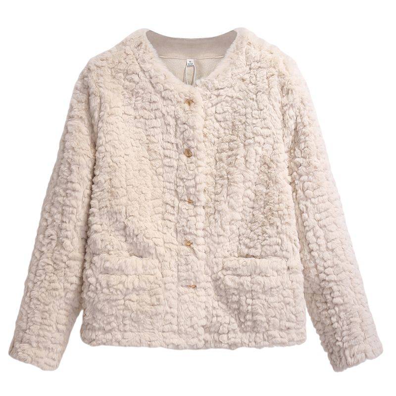 Little Lamb Fur Coat Women's Autumn and Winter Fur One-piece Short Jacket