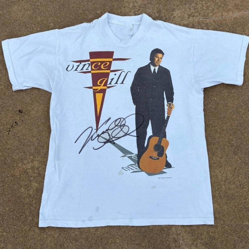 hOT Vince gill 1990s Cotton Shirt Unisex Concert S to 5XL White FN945 Unisex T-Shirt S