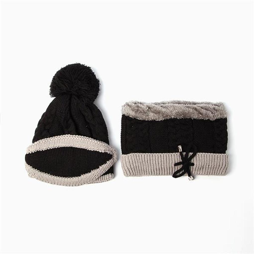 Lael Neck Warmer Fur Hat Set (Black) / Women's Winter Hat