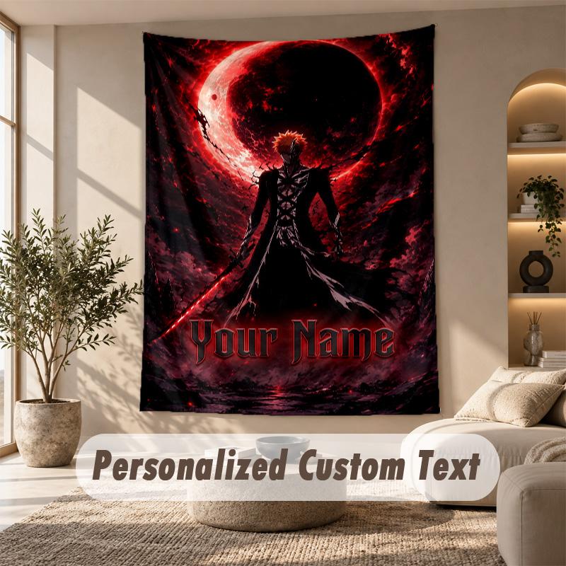 Tapestry Custom Name Text, Wall Hanging Tapestry Home Room DecorBleach anime