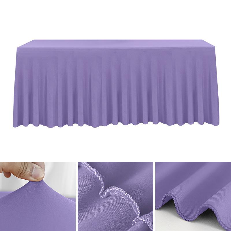 Spandex Rectangle Table Skirts 4/5/6/8ft Fitted Table Cover Wrinkle Resistant Cloth for Hotel Wedding Anniversary Party Decor