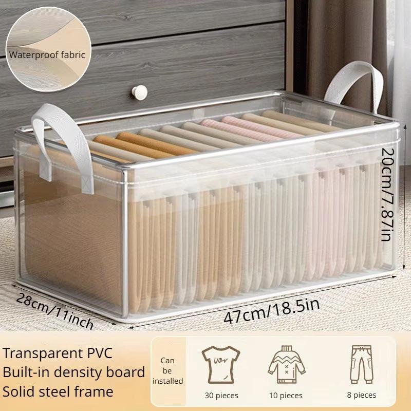 1 Pc Transparent Pvc Solid Steel Frame Storage Box,Waterproof,Underwear Storage Basket,Suitable For Home And Dormitory Use