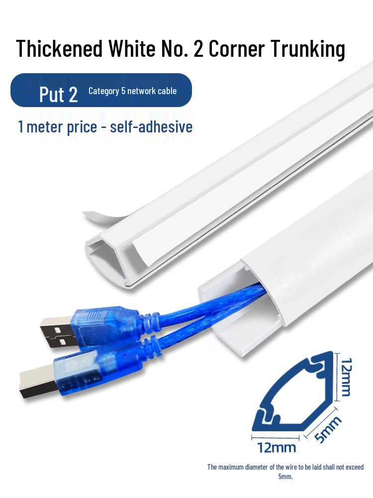 Driehoekige PVC Oppervlaktemontage Hoek Kabelgootstrip voor Decoratieve Kabelgeleiding
