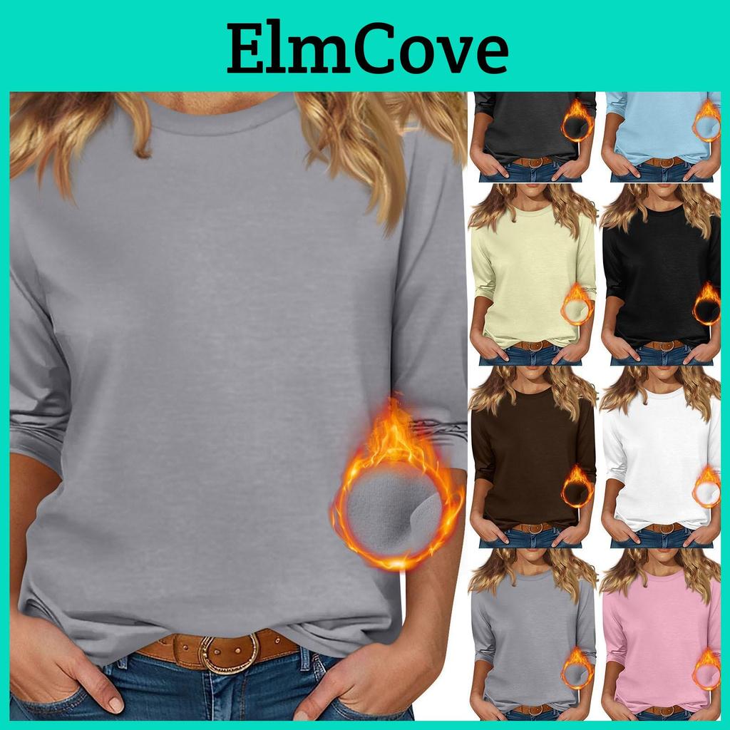 Womens Sleeve 34 Oneck Velvet Bottoming Shirt Outerwear