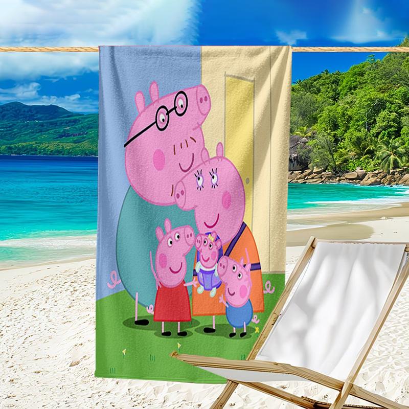 Ultra-Soft Beach Towel with Peppa Pig Theme,Ideal for Pool - Camping, Diving - Perfect Travel Essential, Vibrant Beach Towel.